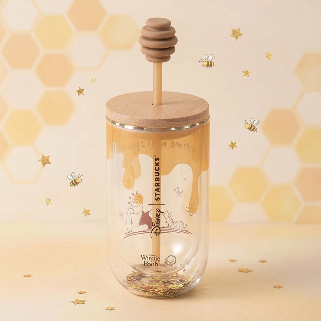2026 Taiwan Release Winnie The Pooh Series 16oz Double Wall Glass Cold Cup (Ships Early November)