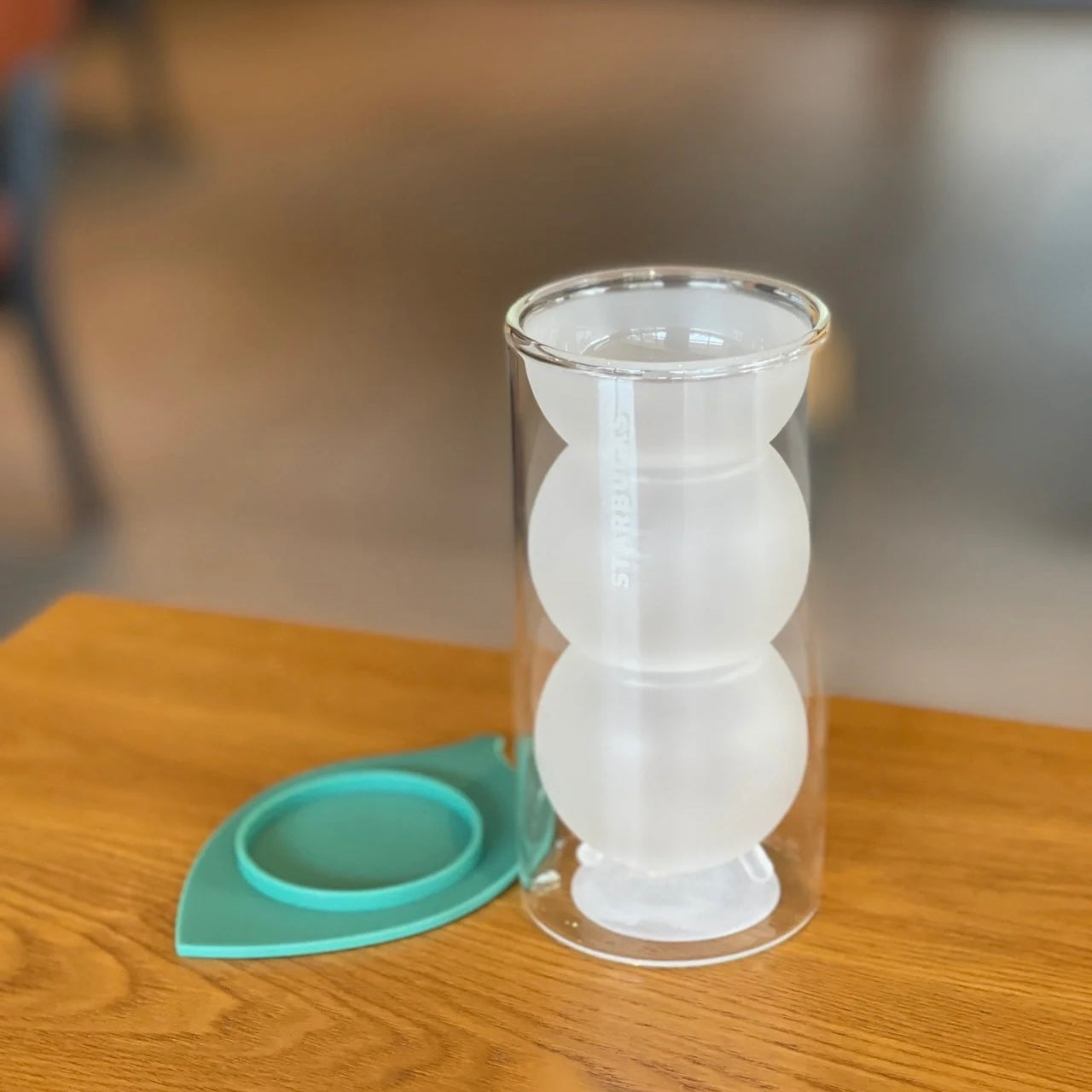 Asia-Exclusive Starbucks Caterpillar Design 9oz Glass Cup With Leaf Lid