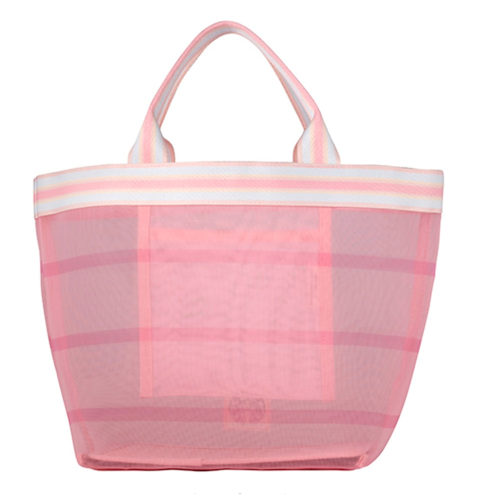 Starbucks Taiwan 2025 Cherry Blossom Collection-Pink Mesh Stripes Tote Bag (Ships Late March)
