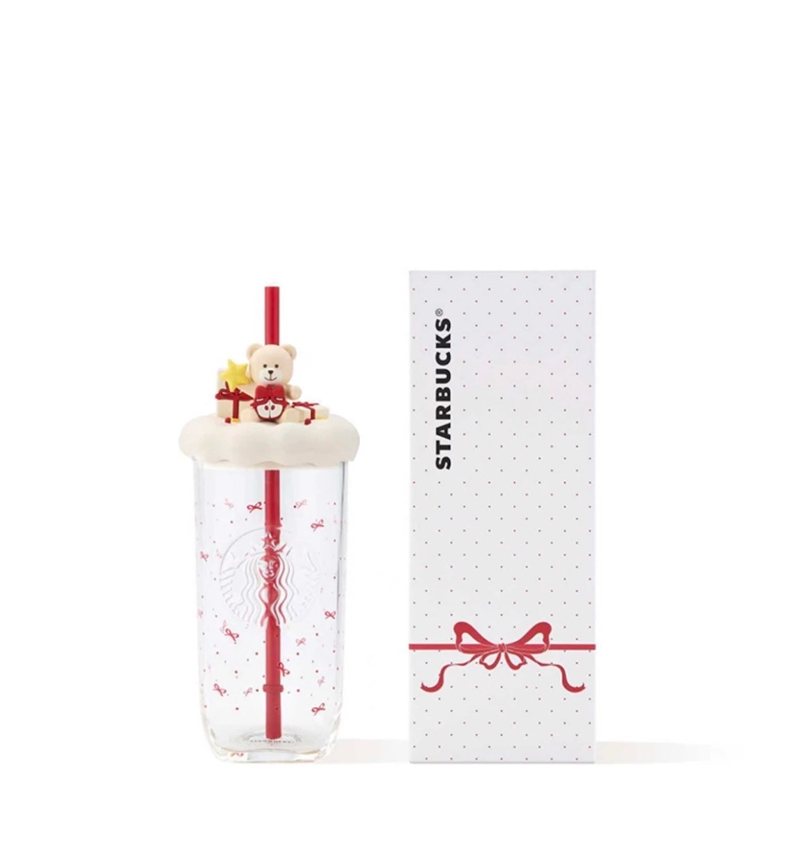 Starbucks China 2025 Holiday 18oz Triangle Glass Cold Cup (READY TO SHIP)