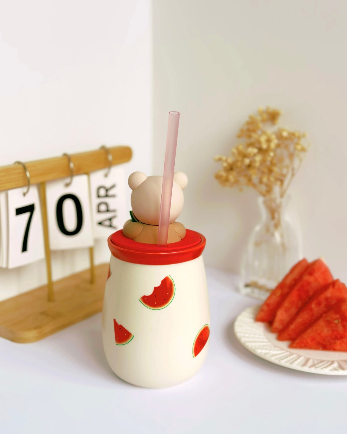 Starbucks China14.5oz Watermelon Bear Ceramic Straw Cup