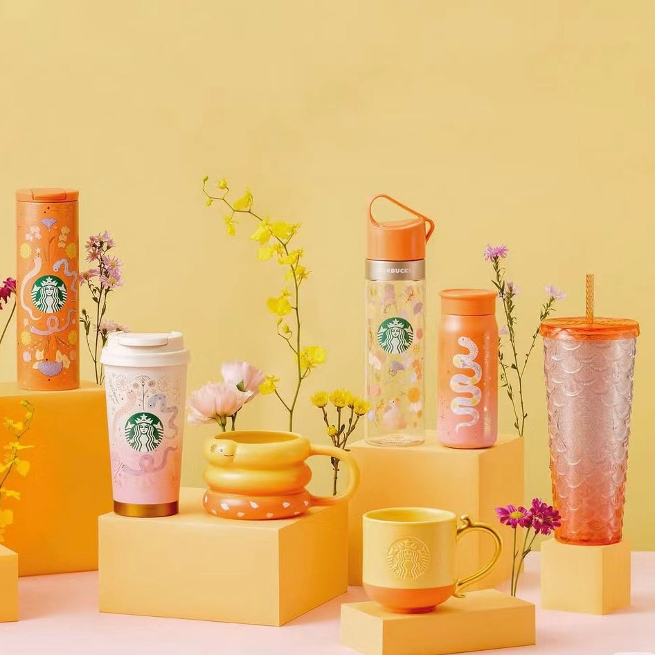 Starbucks Taiwan 24oz Glittery Orange Scale Tumbler (ships mid-Feb.)