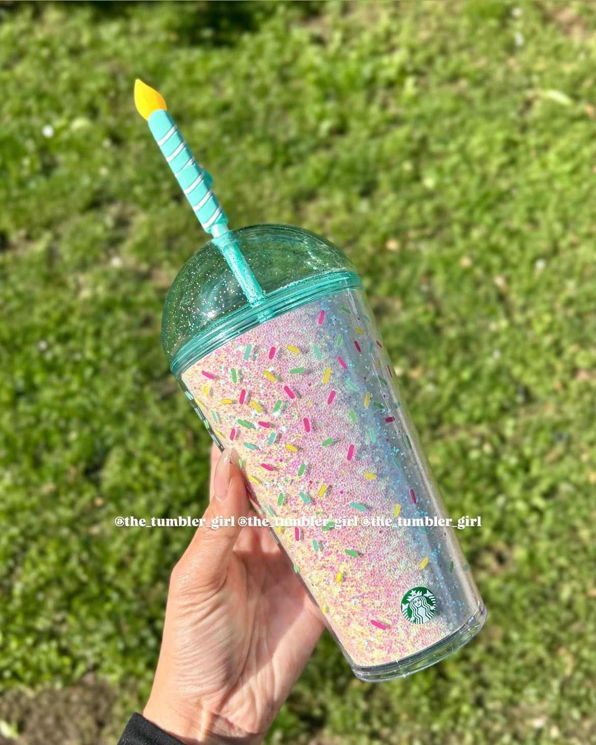 Starbucks Glitter Confetti Frappuccino Dome Bday Candle Straw Topper Tumbler (READY TO SHIP)