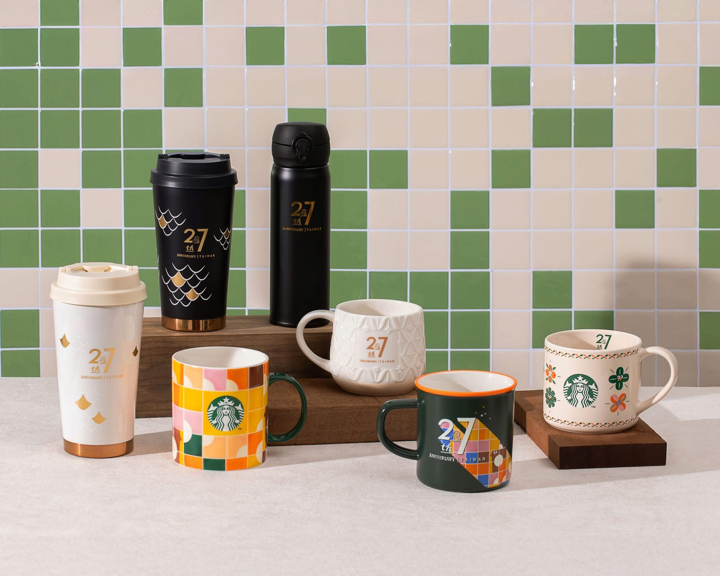 Starbucks Taiwan 2025 27th Anniversary series 16oz wall tile mug (ships early April)