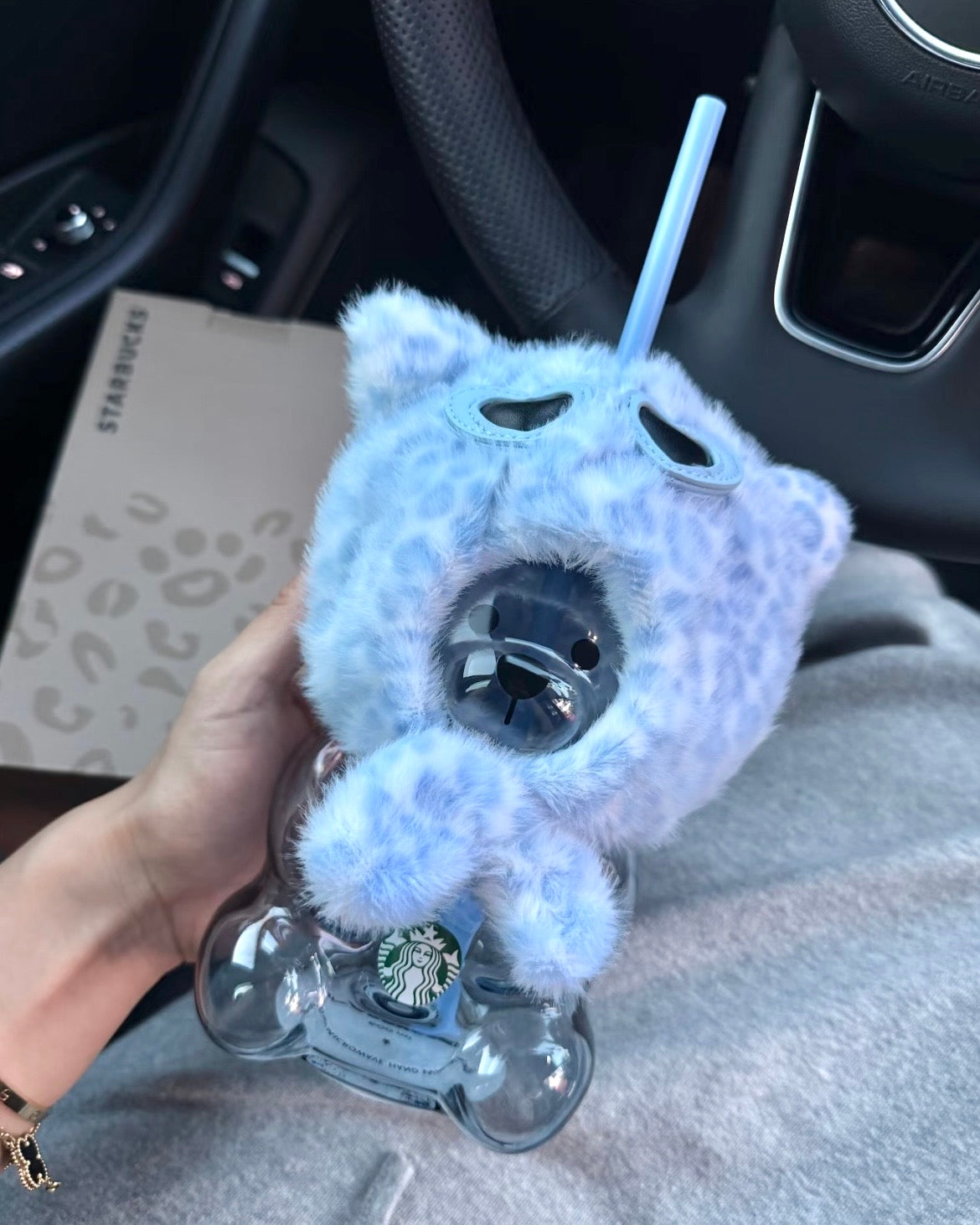 2026 China Exclusive Leopard Series Blue Bearista Glass Cold Cup (Ships Late August)