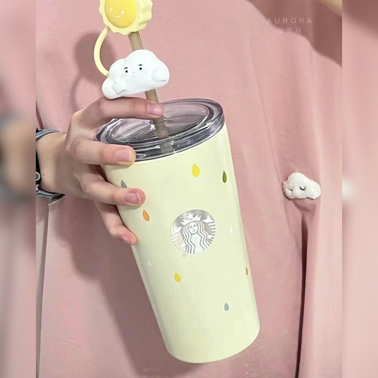 Starbucks China exclusive rain or shine yellow stainless steel tumbler 25oz