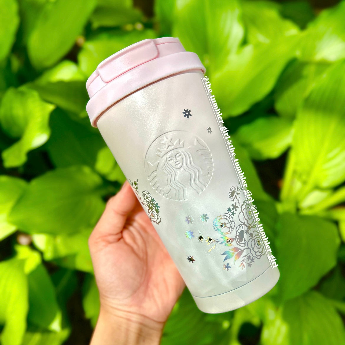 Starbucks Taiwan 2025 Mother’s Day - 16oz Pink Flower Rhinestone Stainless Steel (READY TO SHIP)