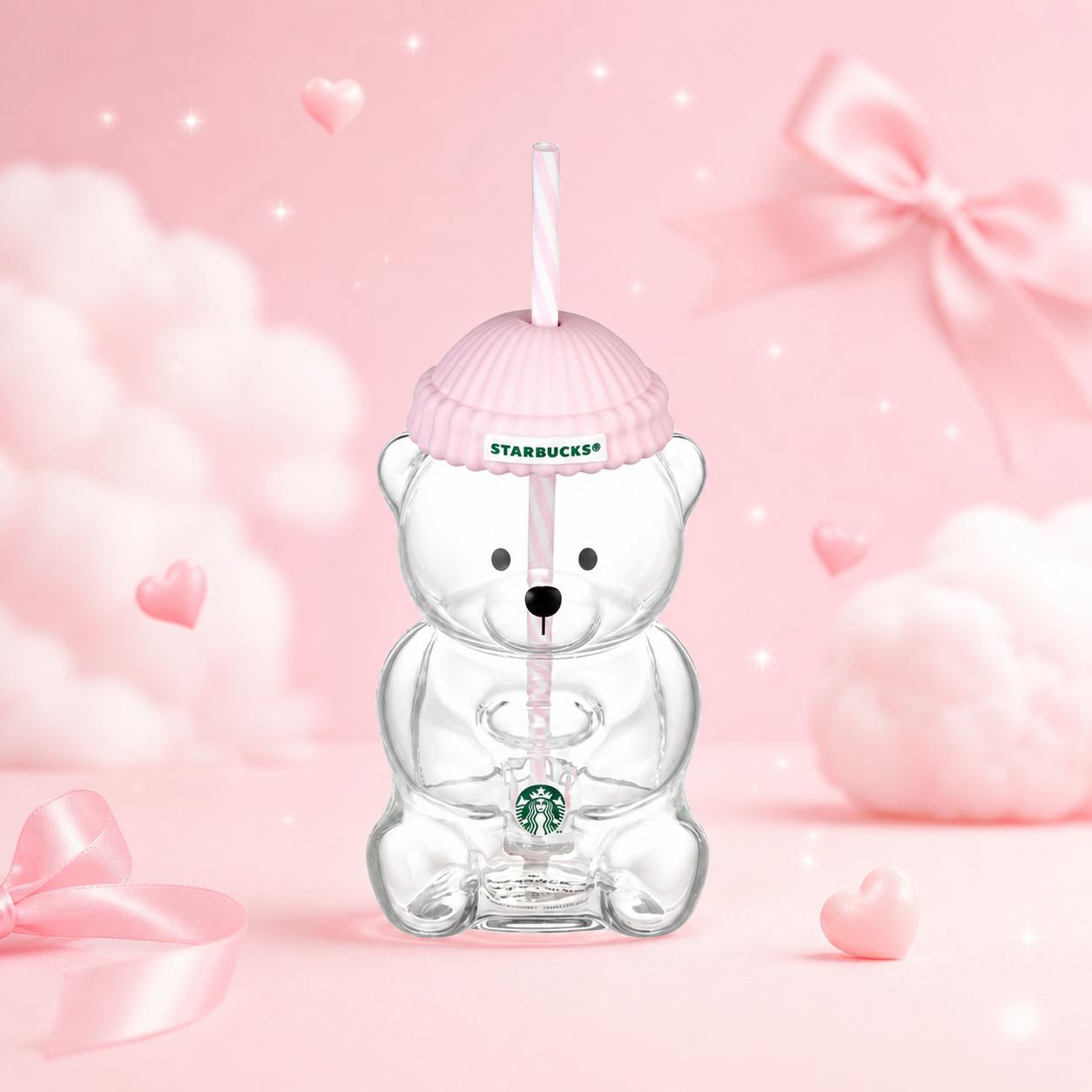 Starbucks Korea Exclusive Baby Pink Bearista Glass Cold Cup (READY TO  The Tumbler  Girl