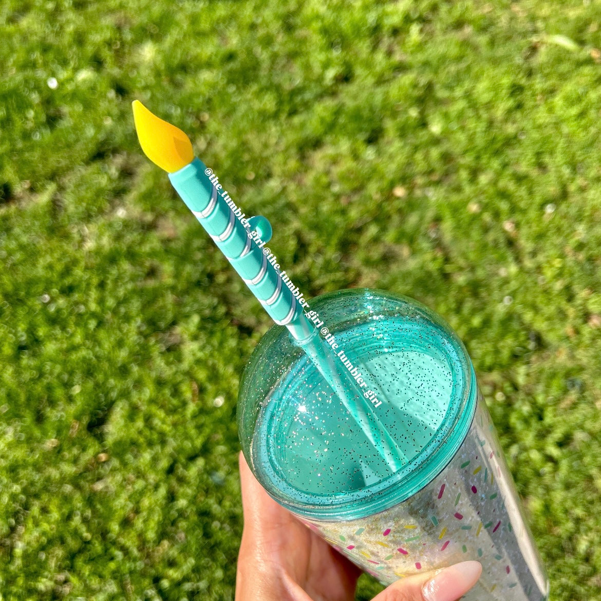 Starbucks Glitter Confetti Frappuccino Dome Bday Candle Straw Topper Tumbler (READY TO SHIP)