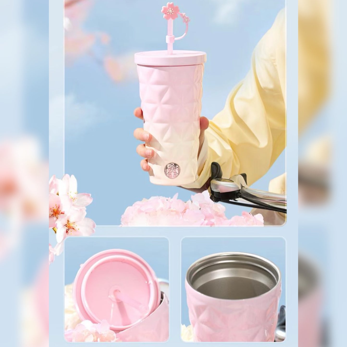 Starbucks China 2025 Sakura Series 20oz Pink Gradient Stainless Steel Tumbler (ships late March)