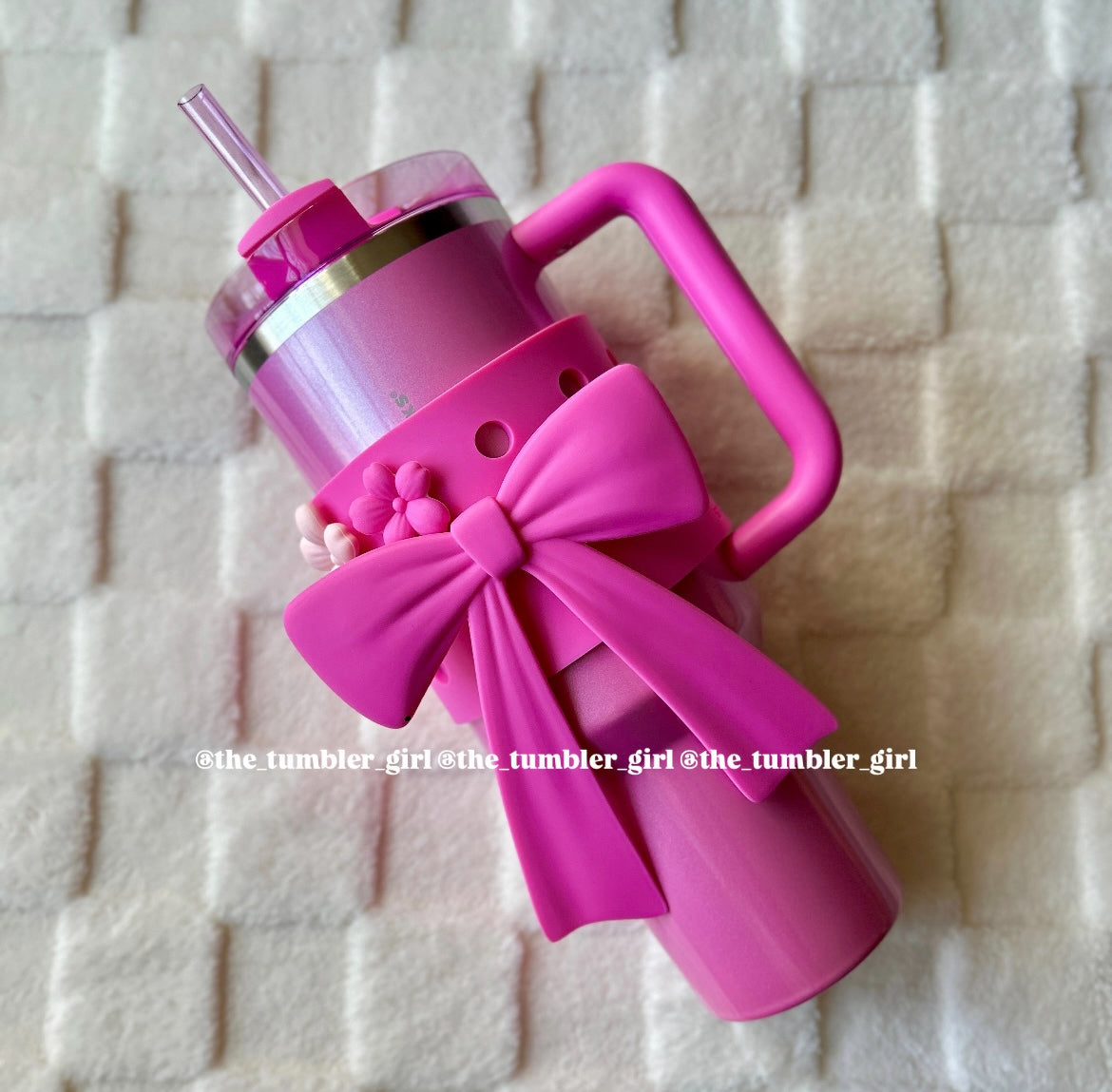 Starbucks China x Stanley 40oz Sakura Glittery Pink with accessories