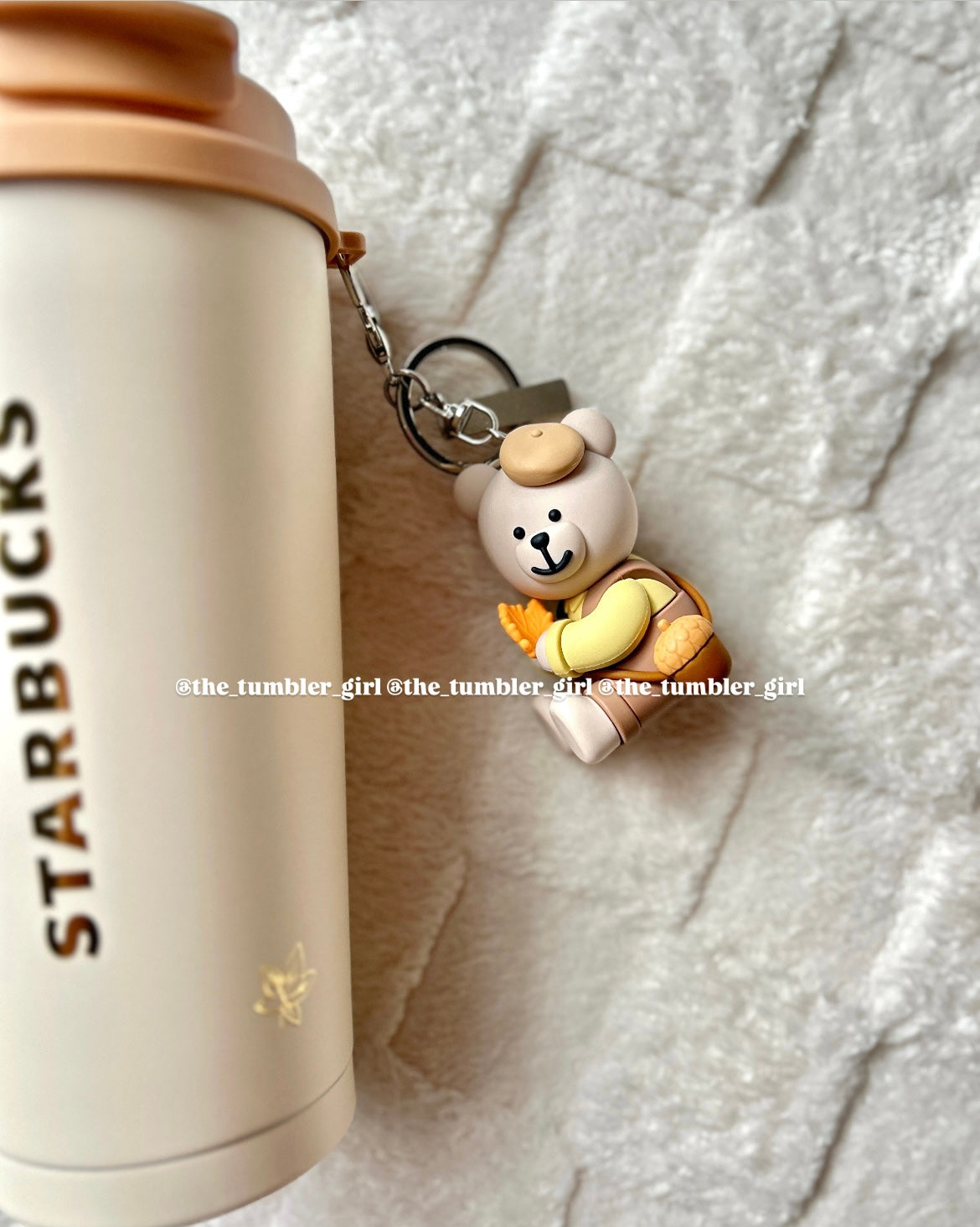 Starbucks China 16oz Autumn Cute Bear Keychain Stainless Steel Tumbler (READY TO SHIP)