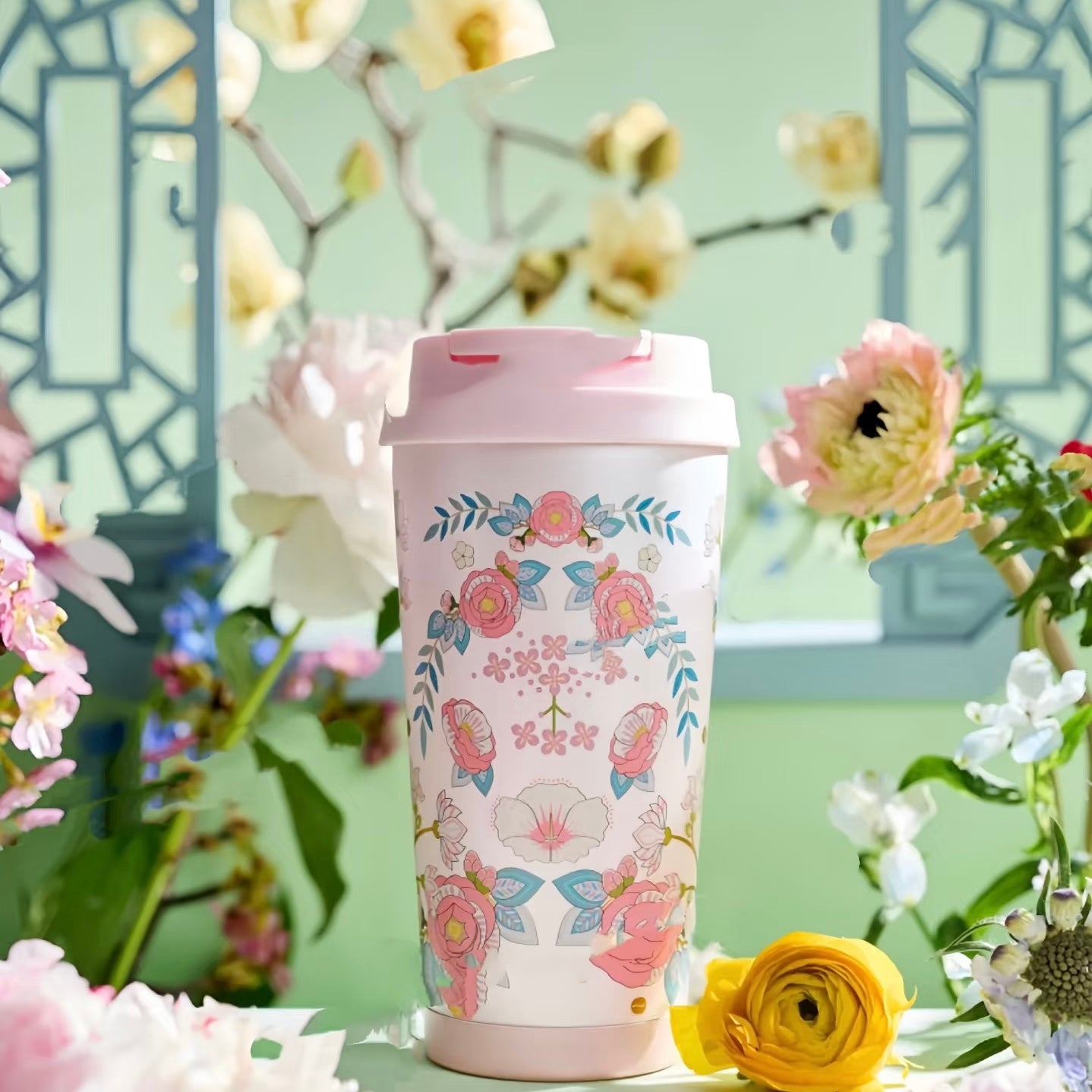 Starbucks China 2025 Spring Flower Series 16oz (473ml) Pink Stainless Steel Tumbler (ships mid April)