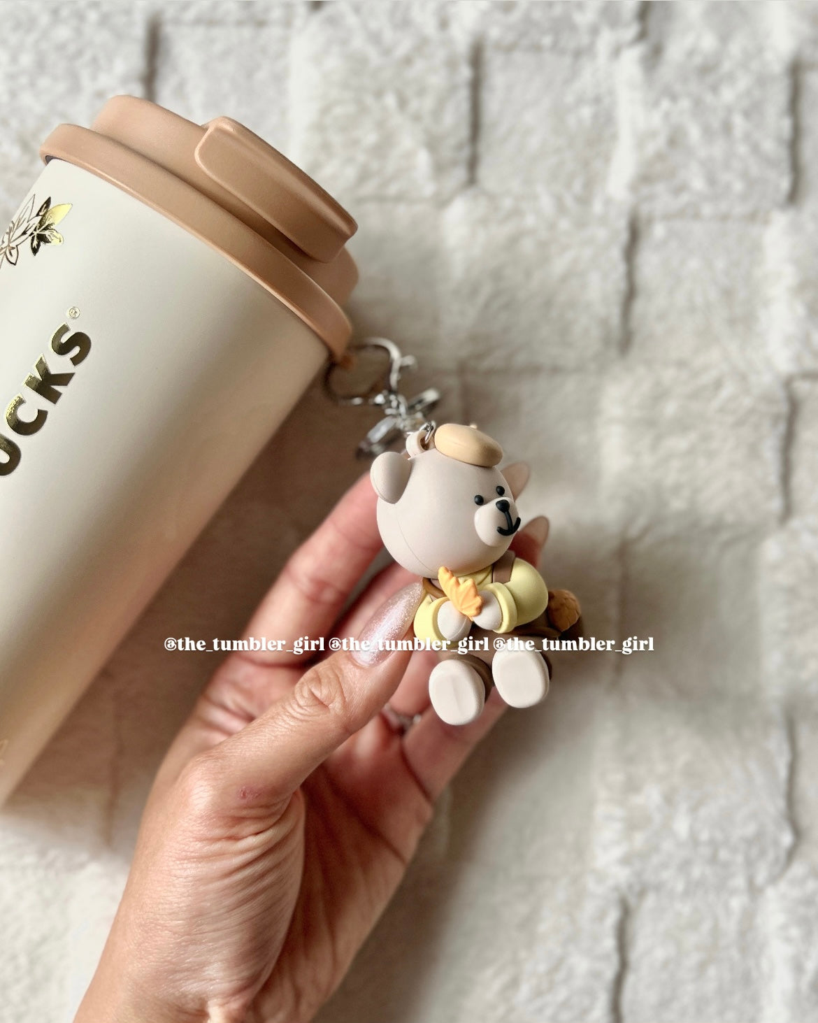 Starbucks China 16oz Autumn Cute Bear Keychain Stainless Steel Tumbler (READY TO SHIP)