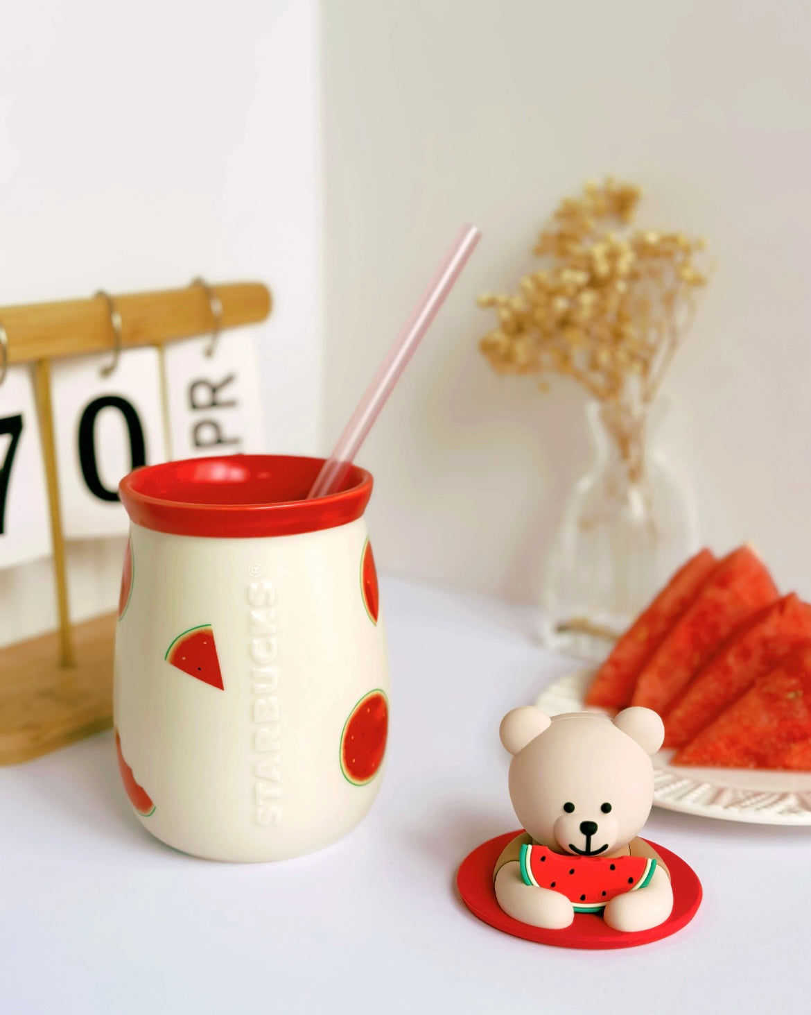 Starbucks China14.5oz Watermelon Bear Ceramic Straw Cup