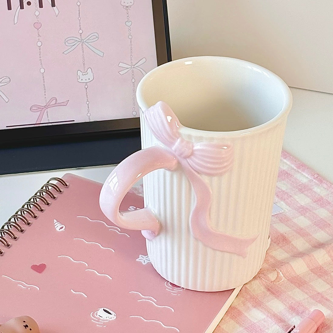 Starbucks China Pink Bow White Ceramic Mug 12oz (READY TO SHIP)