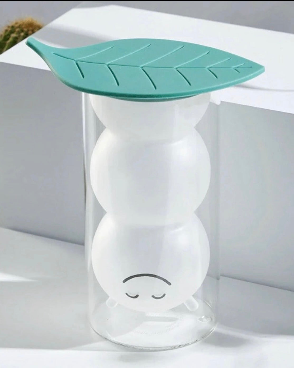 Starbucks China 9oz Caterpillar Glass Cold Cup With Silicone Leaf Lid (READY TO SHIP)