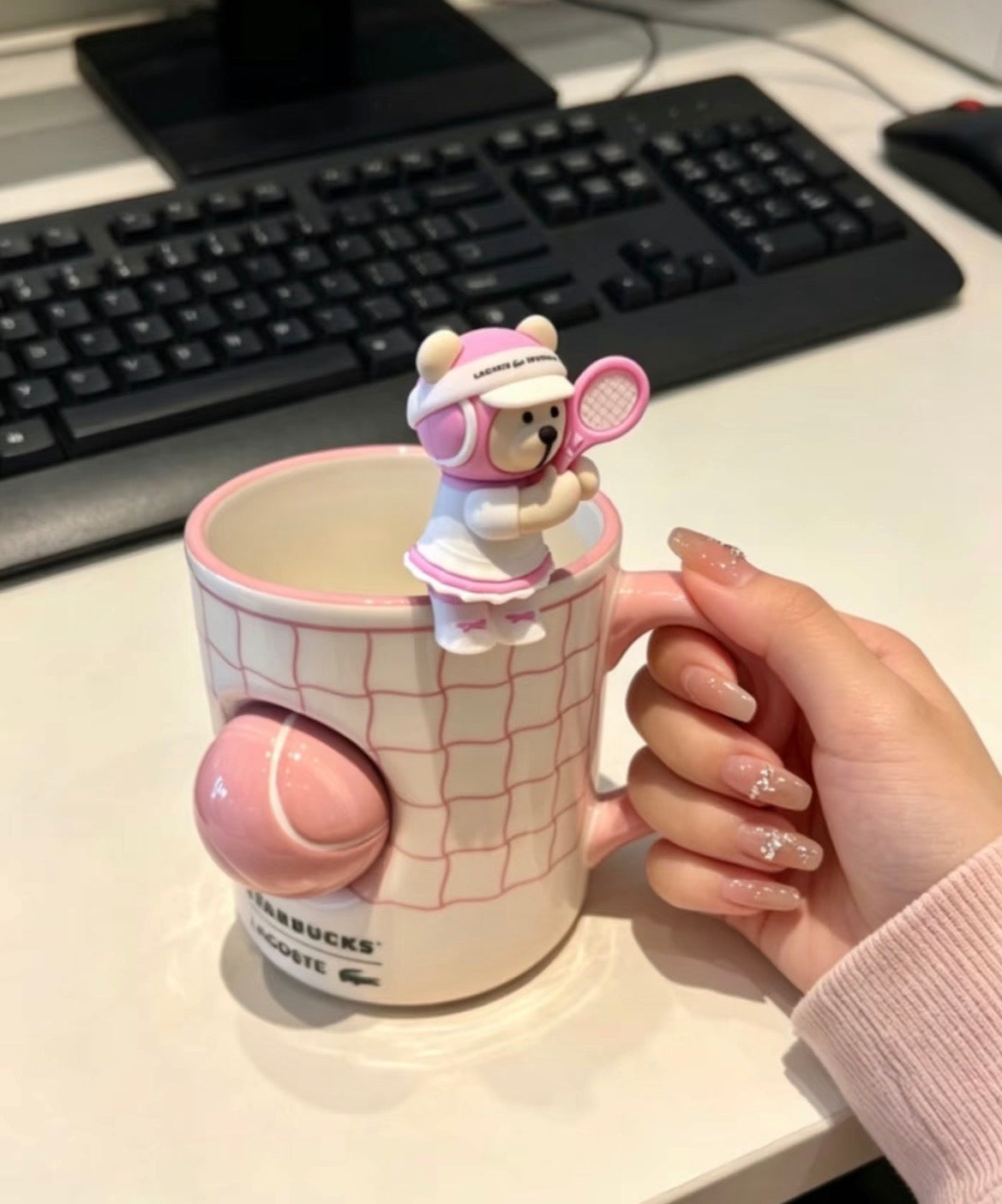 Starbucks China x Lacoste Pink Tennis Mug 12oz with Stopper (READY TO SHIP)