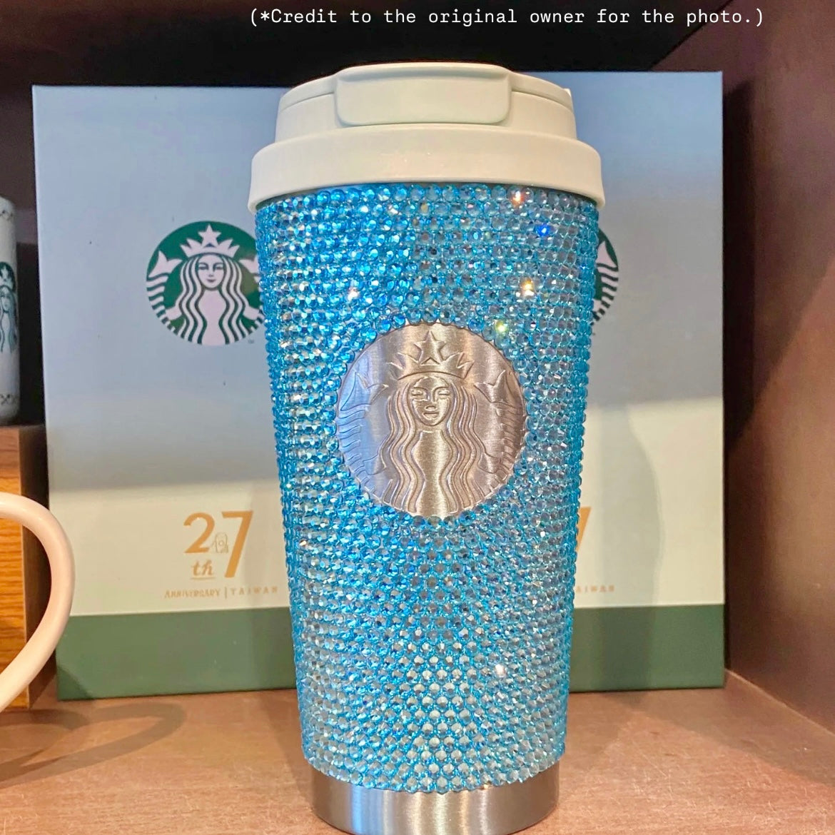 Starbucks Taiwan Exclusive 16oz Tiffany Blue Rhinestones Stainless Steel Tumbler (READY TO SHIP)