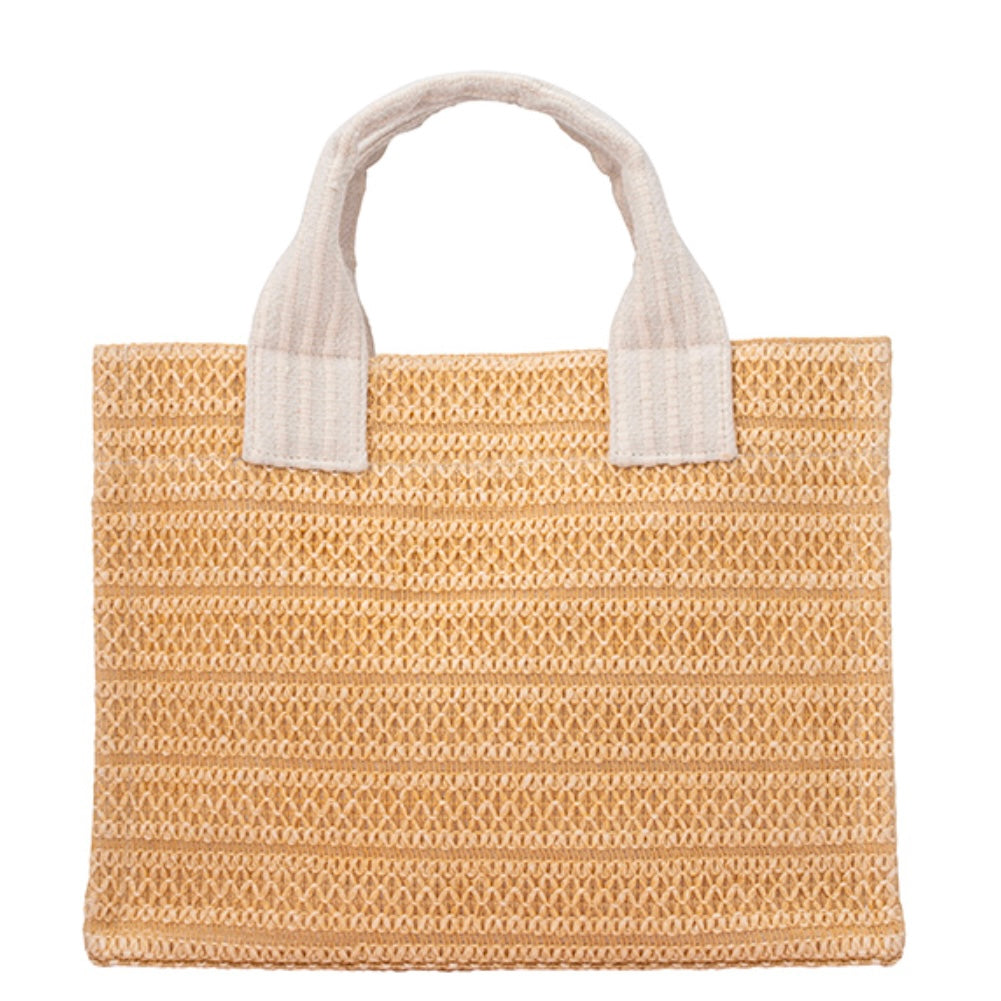 Starbucks Taiwan 2025 Cherry Blossom Collection-Brown Faux Straw Woven Tote Bag