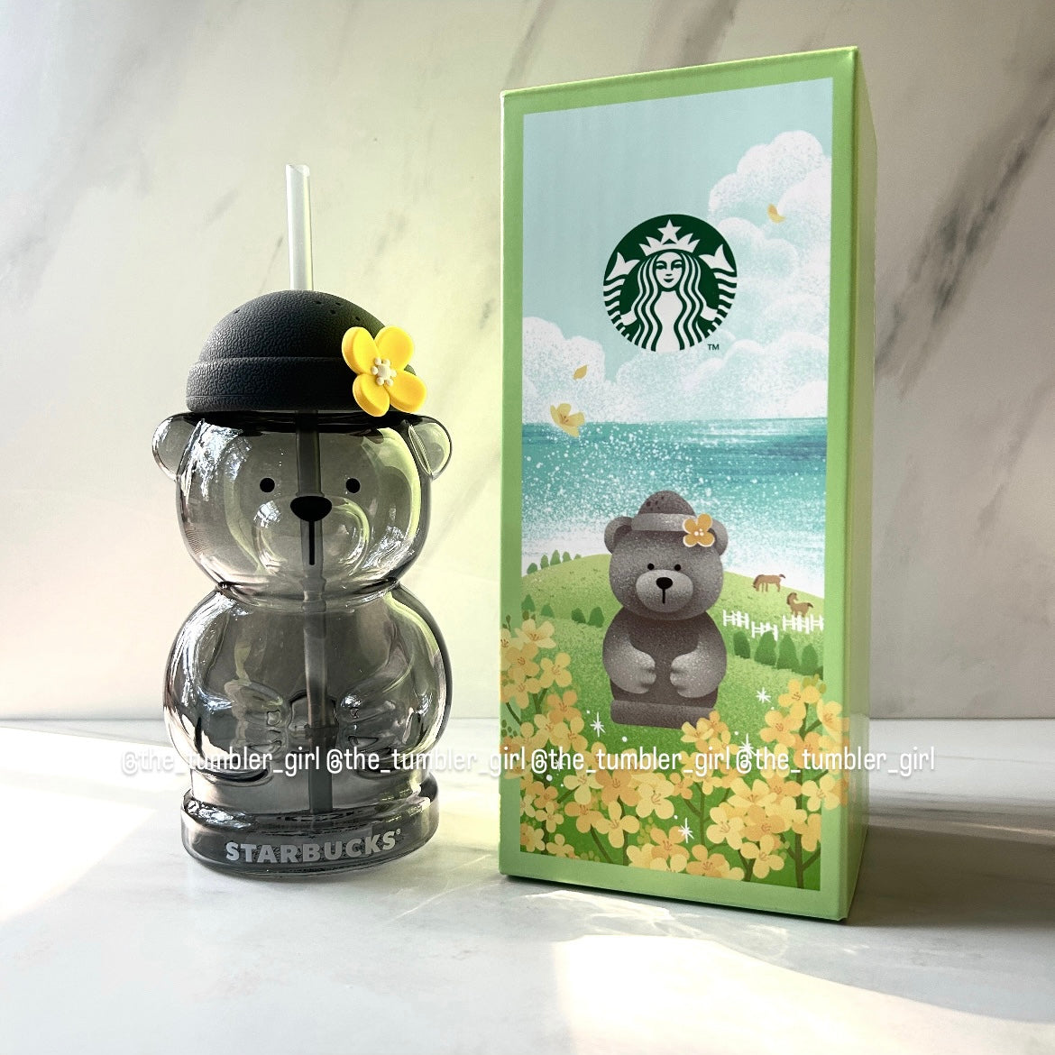 Starbucks Korea Exclusive 19oz Smoky Grey Bearista Glass Cold Cup