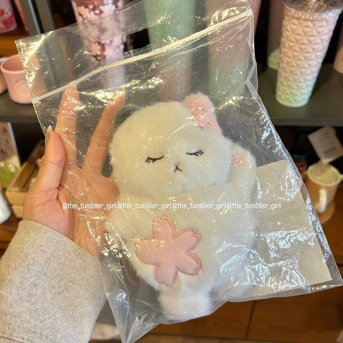Starbucks Taiwan Sakura Cat Storage Bag (ships late March)