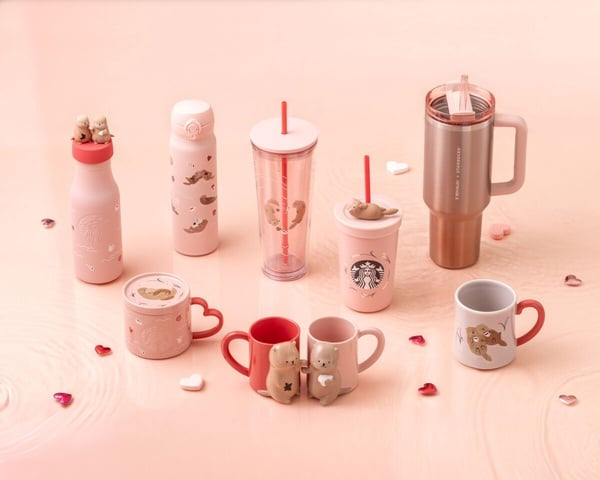 Starbucks Taiwan 16oz Valentine’s Pink & Otter Stainless Steel Bottle (ships mid-Feb.)