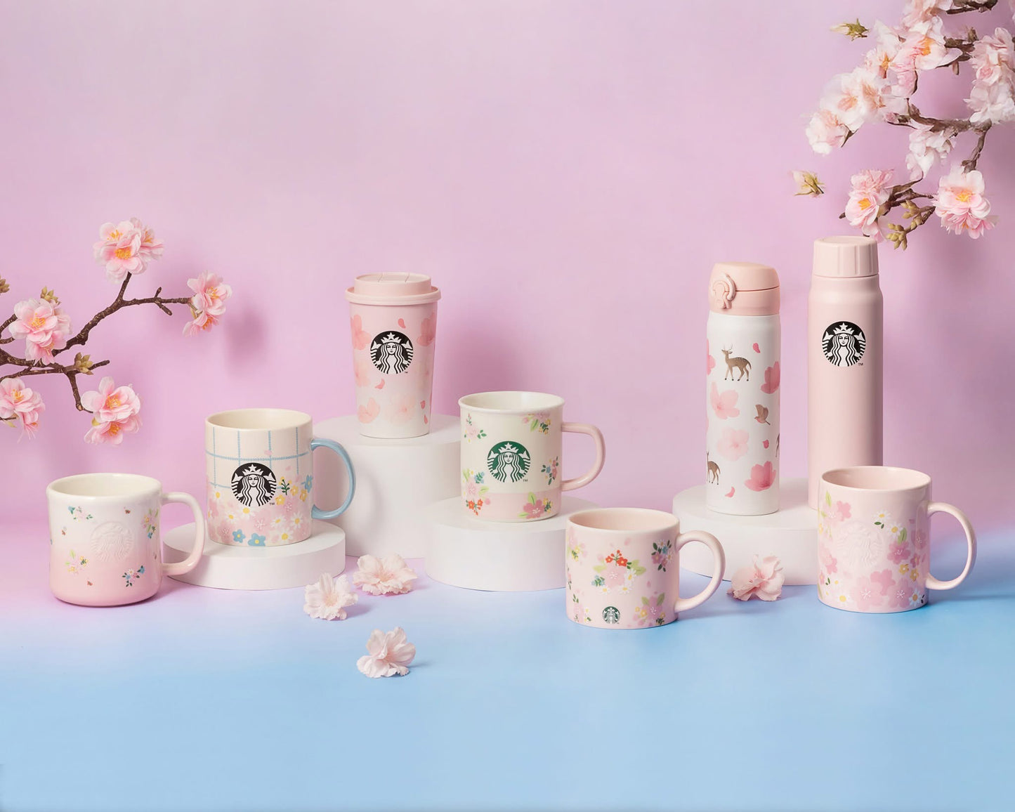 Starbucks Taiwan 2025 Cherry Blossom Collection – 16oz Sakura Blooming Ceramic Mug