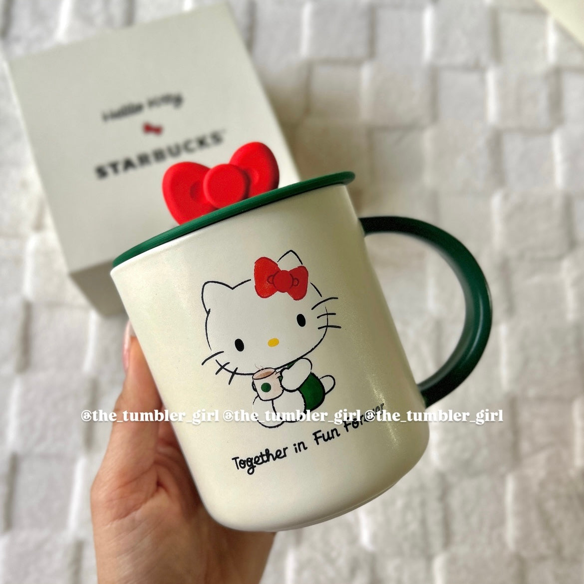 Starbucks Taiwan x Hello Kitty 50th Anniversary 16oz mug with red bow lid (READY TO SHIP)