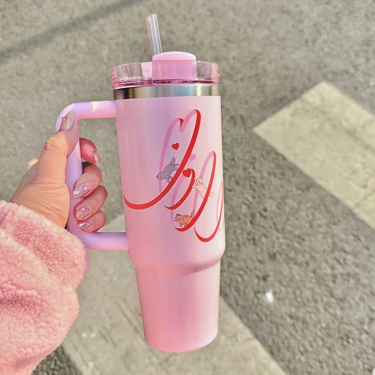 Starbucks Taiwan x Stanley 2024 Valentine's Day Pink Cat 30oz Stainless steel Tumbler