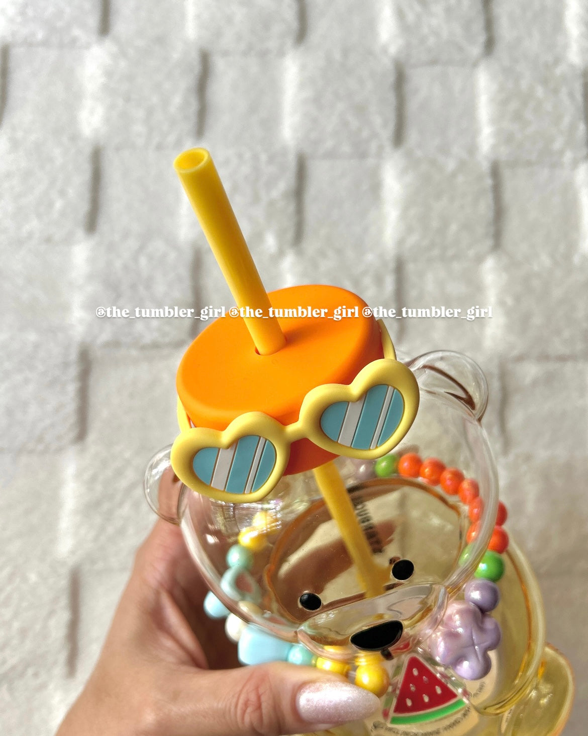 Starbucks China Exclusive 25oz Summer Tropical Cute Bear Glass Cold Cup (READY TO SHIP)