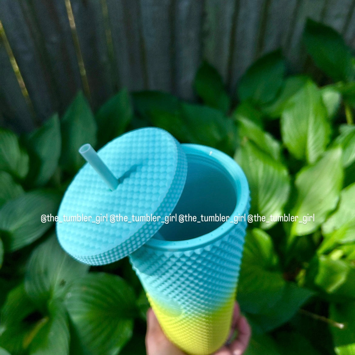 Starbucks Taiwan Exclusive Teal Yellow Ombré Studded