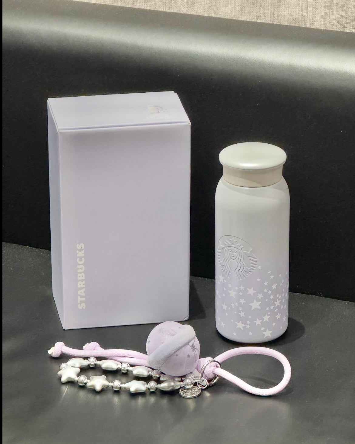 Starbucks China Violet Night Galaxy 14.2oz Luminous Stainless Steel Cup with Planet Pendant