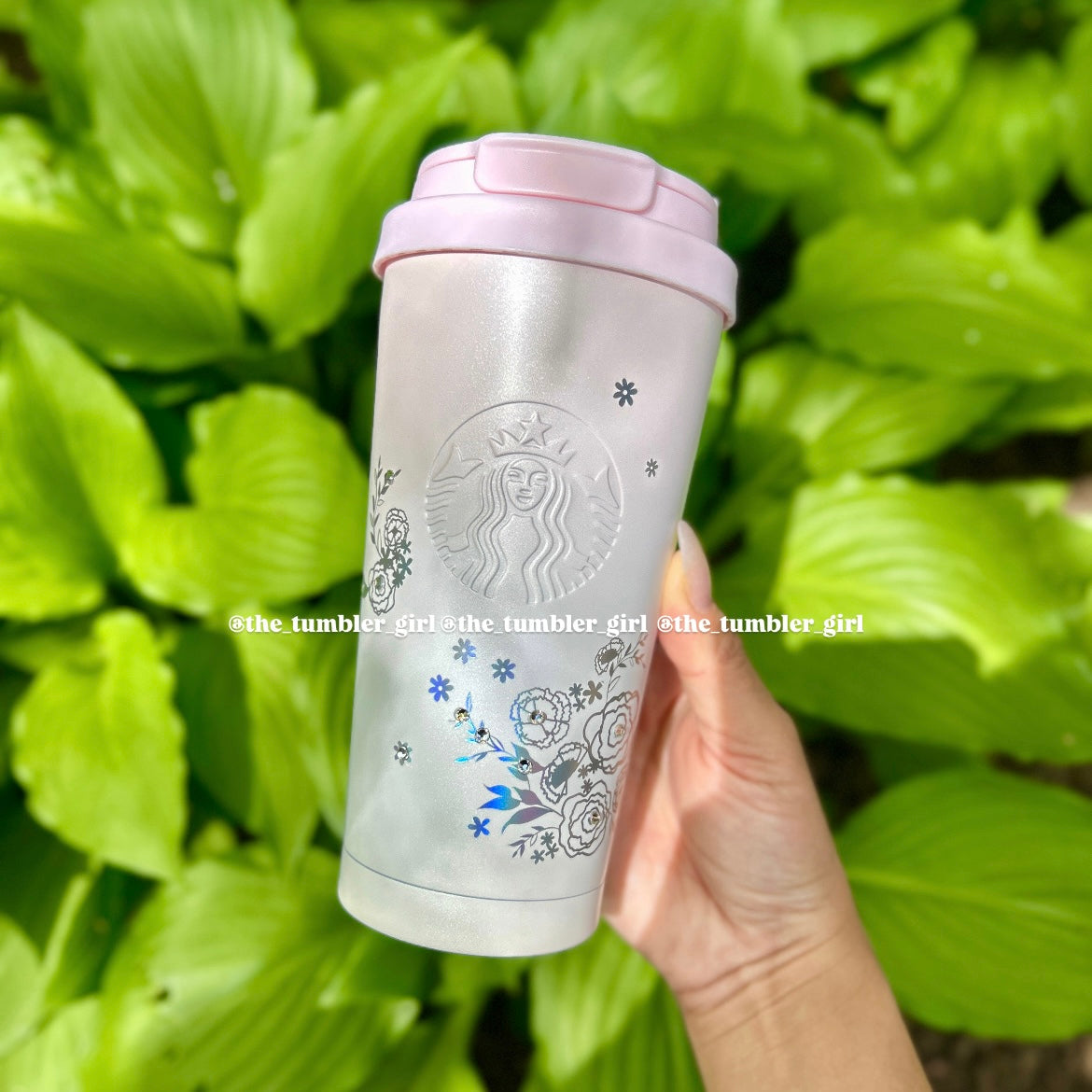 Starbucks Taiwan 2025 Mother’s Day - 16oz Pink Flower Rhinestone Stainless Steel (READY TO SHIP)