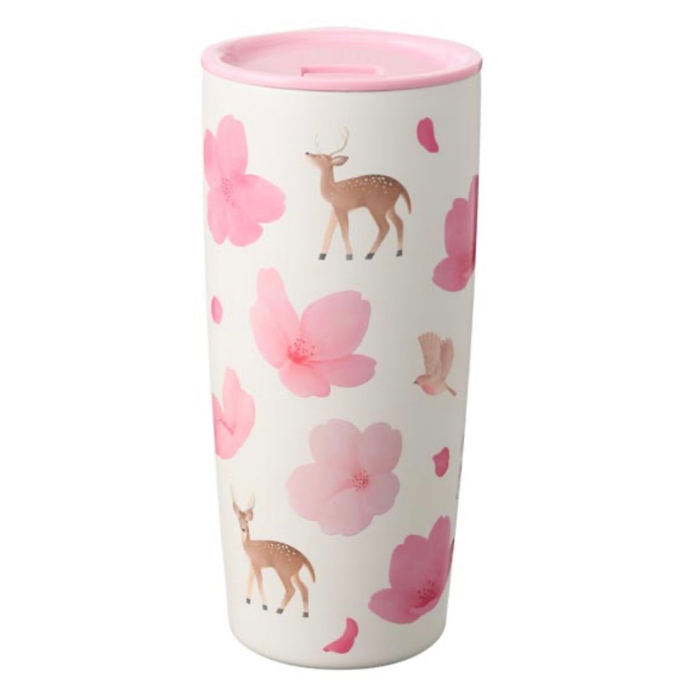 Starbucks Taiwan 2025 Cherry Blossom Collection โ 20oz Sakura & Deer Stainless Steel Tumbler (Ships Late March)
