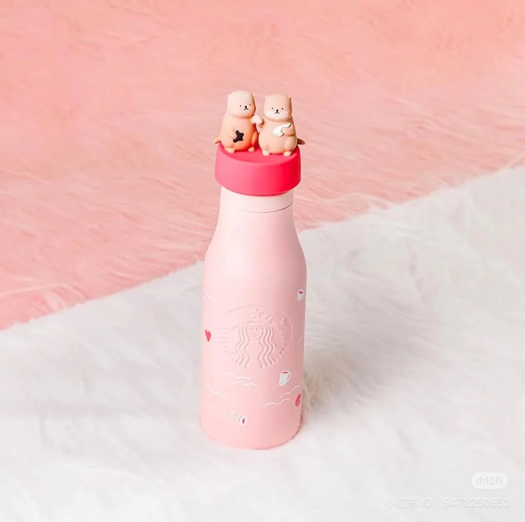 Starbucks Taiwan 16oz Valentine’s Pink & Otter Stainless Steel Bottle (ships mid-Feb.)