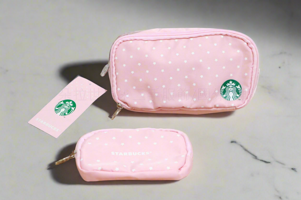 Starbucks Taiwan Exclusive Sakura Pink Versatile Travel Pouch Duo Set (READT TO SHIP)