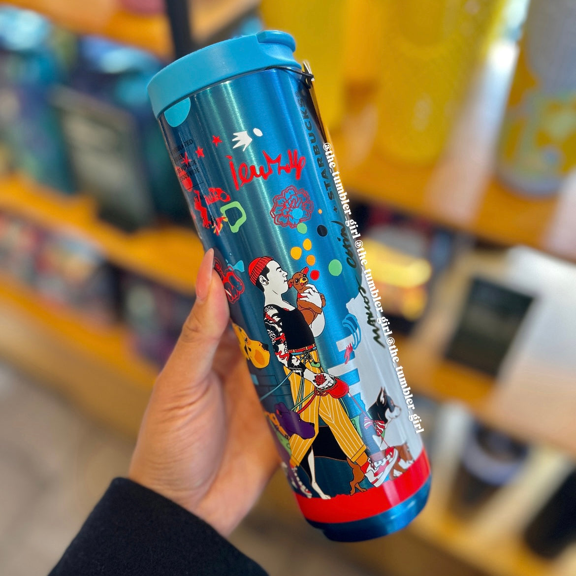 Starbucks x Marcos Chin New York City Collection - 16oz Blue Metallic Stainless Steel Tumbler (READY TO SHIP)