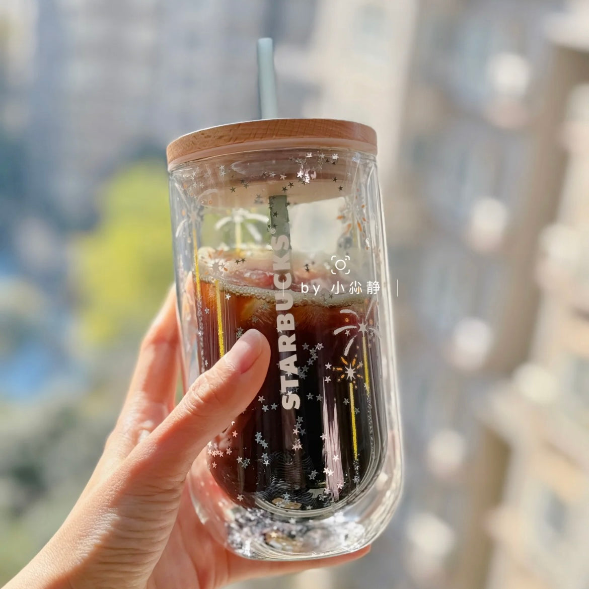 Starbucks China Exclusive Fireworks 16oz Double Wall Glass Cup