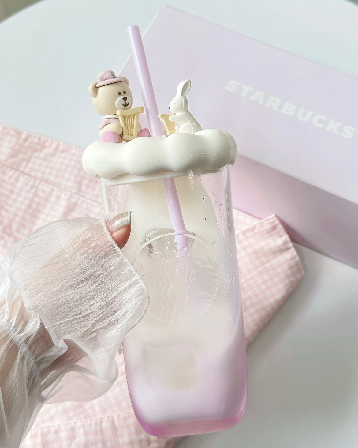 Starbucks China Garden Dance Purple Triangle Bottom 18oz Glass Cold Cup (READY TO SHIP)