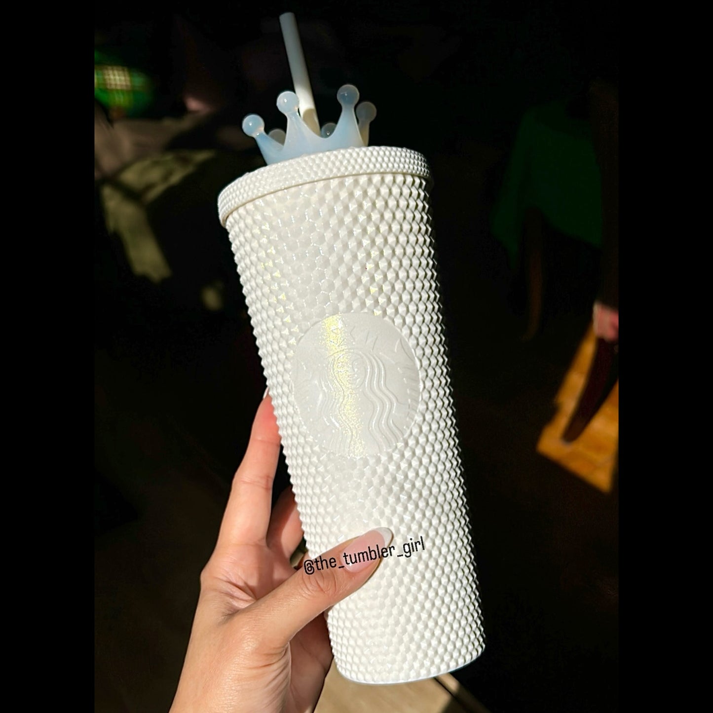 Starbucks Taiwan Exclusive Shimmery Pearl White Studded