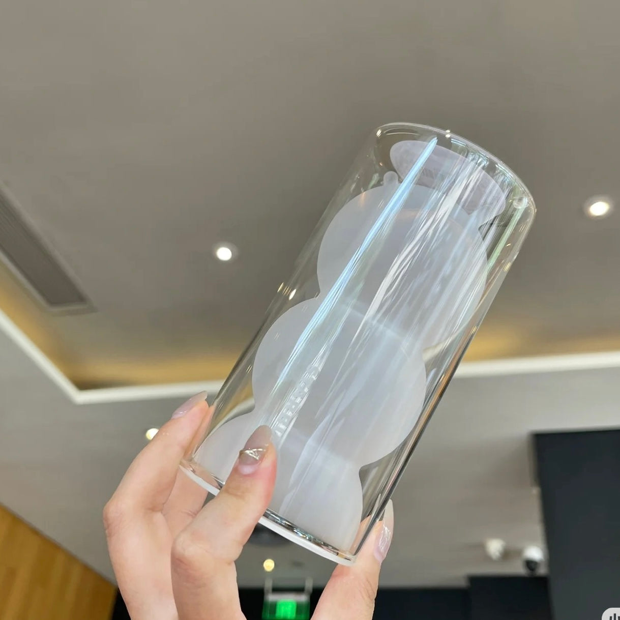Asia-Exclusive Starbucks Caterpillar Design 9oz Glass Cup With Leaf Lid