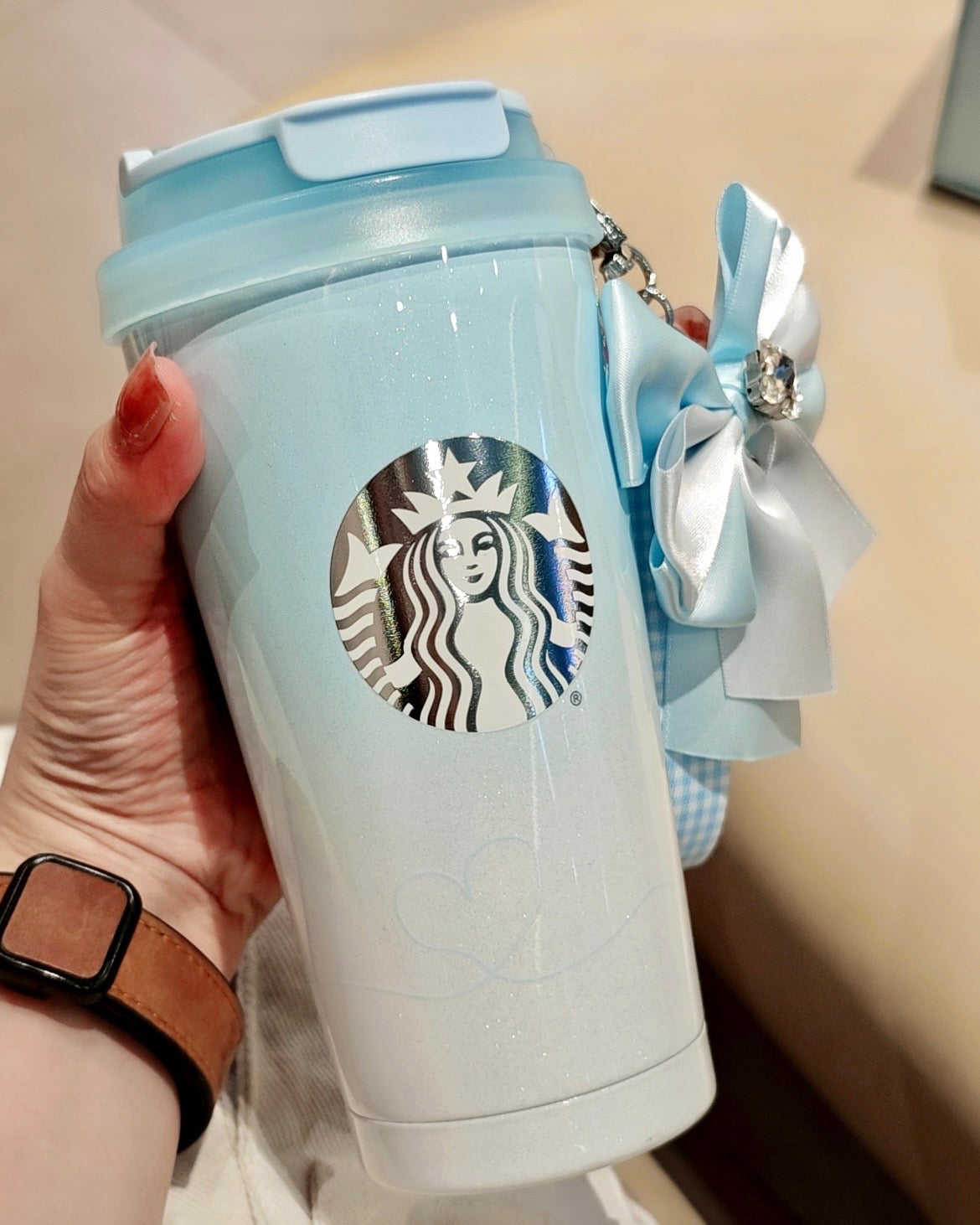 Starbucks China 17oz Blue Gradient Stainless Steel Tumbler with Accessories