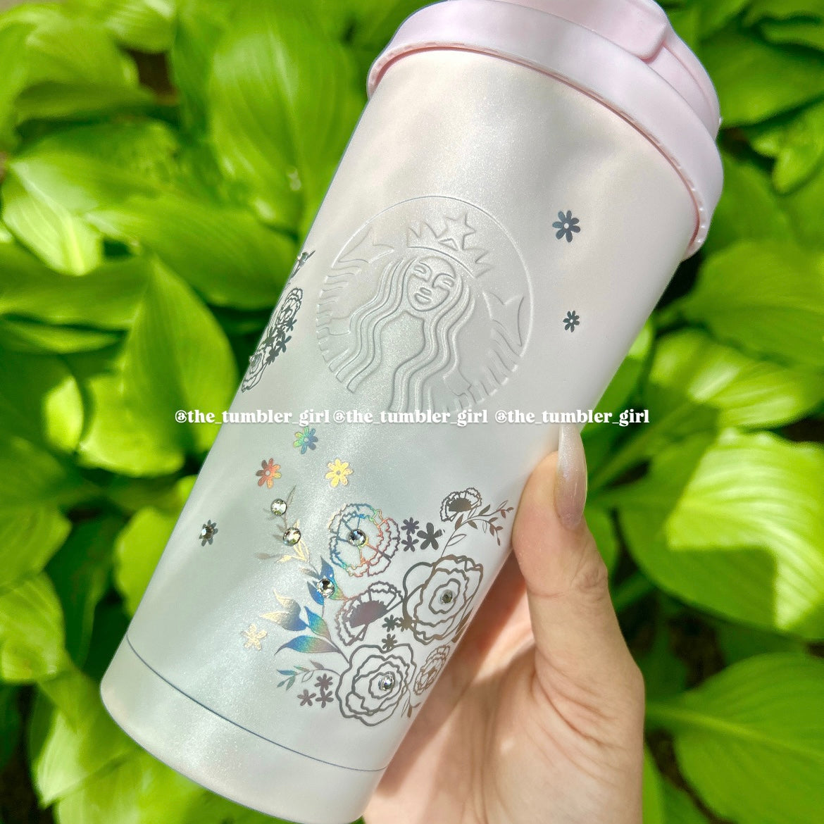 Starbucks Taiwan 2025 Mother’s Day - 16oz Pink Flower Rhinestone Stainless Steel (READY TO SHIP)