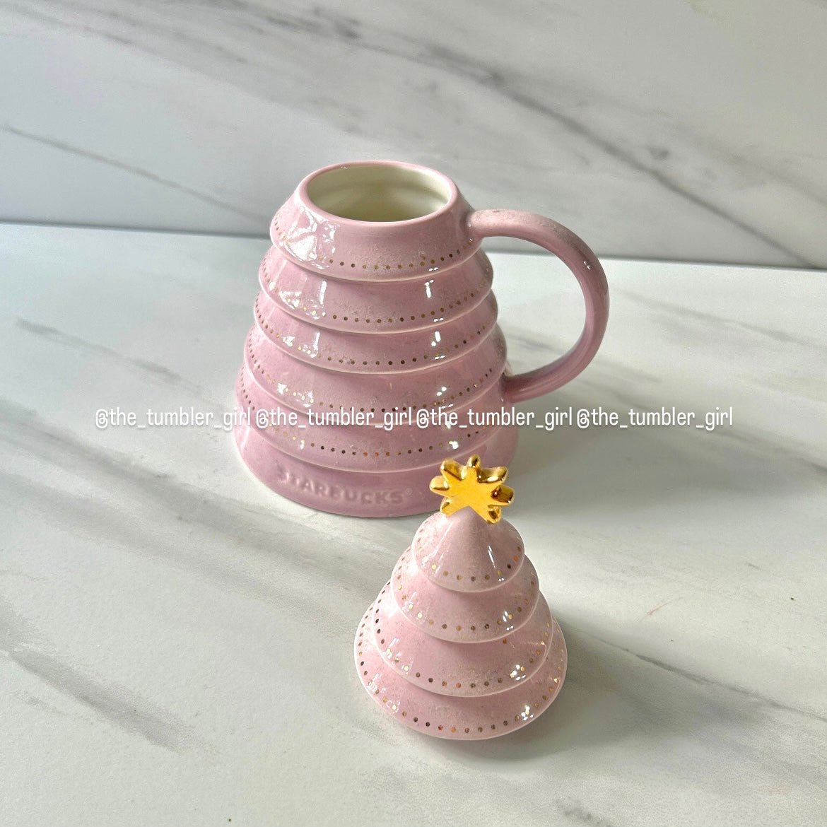 Starbucks overseas pink Christmas tree mug 12oz