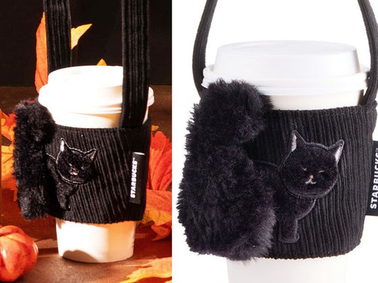 Starbucks Taiwan Black Cat Reusable Cup Sleeve Holder | Drink Carrier (ships late March)