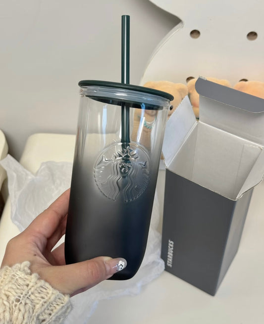Starbucks China Exclusive 16oz Black Gradient Frosted Triangle Glass Cold Cup (READY TO SHIP)