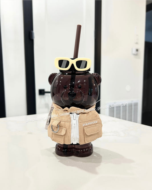Starbucks Shanghai 2026 Pop-Up Exclusive 16oz Brown Bearista Glass Cold Cup (READY TO SHIP)