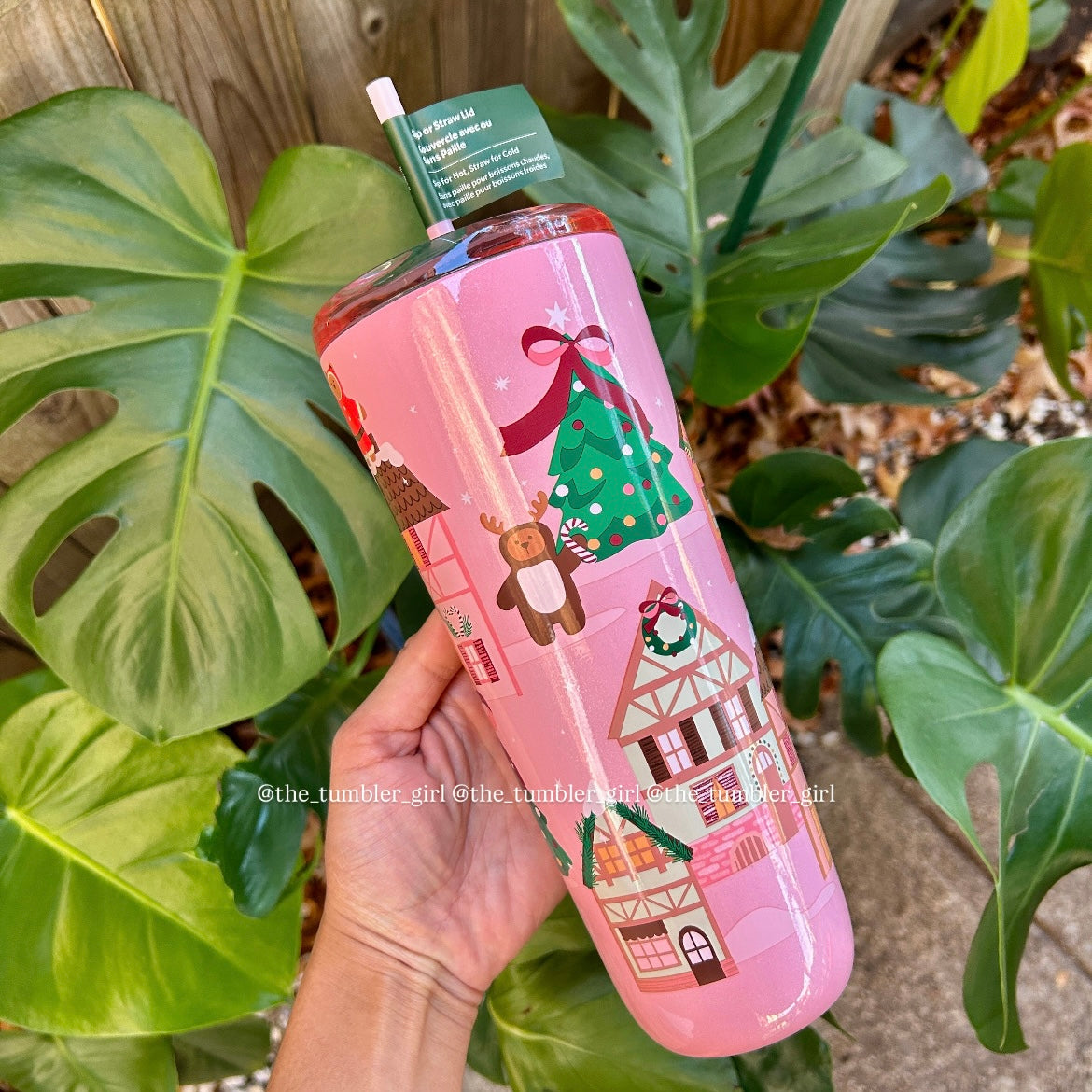 Starbucks Christmas Pink Bear Tree Stainless Steel Cold Cup Tumbler With Straw (READY TO SHIP)