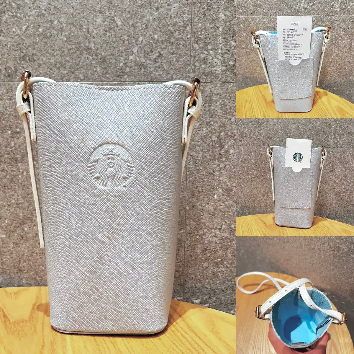 Starbucks China exclusive grey mini crossbody bucket pouch